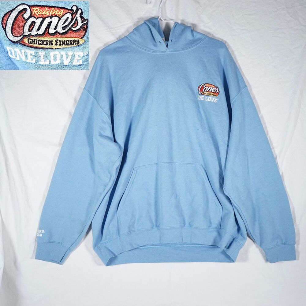 Canes One Love Hoodie Blue Embroidered Logo Team Member Gildan XL